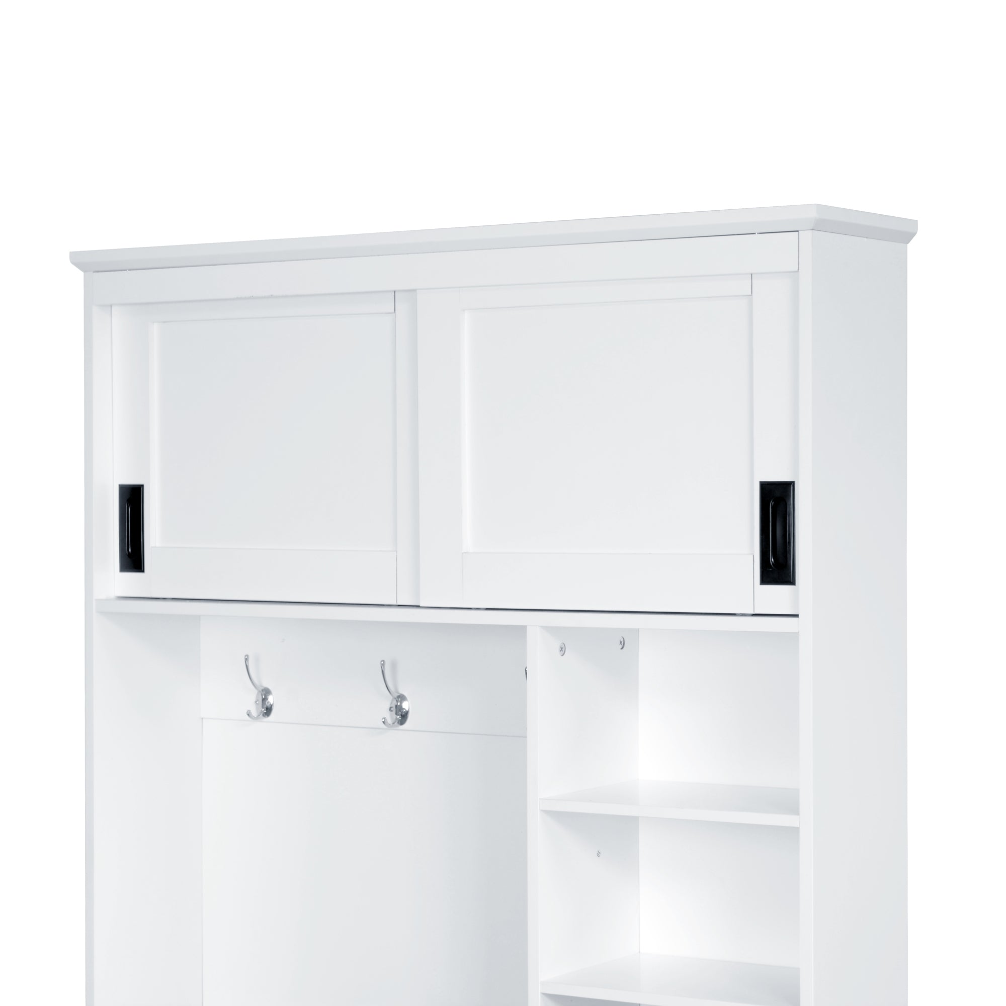 U-Can Modern Entryway Bench with Coat Rack, 3 Shelves and Drawers, 3 Sturdy Hooks, 40.2'' Wide Hall Tree with Storage Bench for Hallway, Entryway, Living Room - Grand Goldman Shop