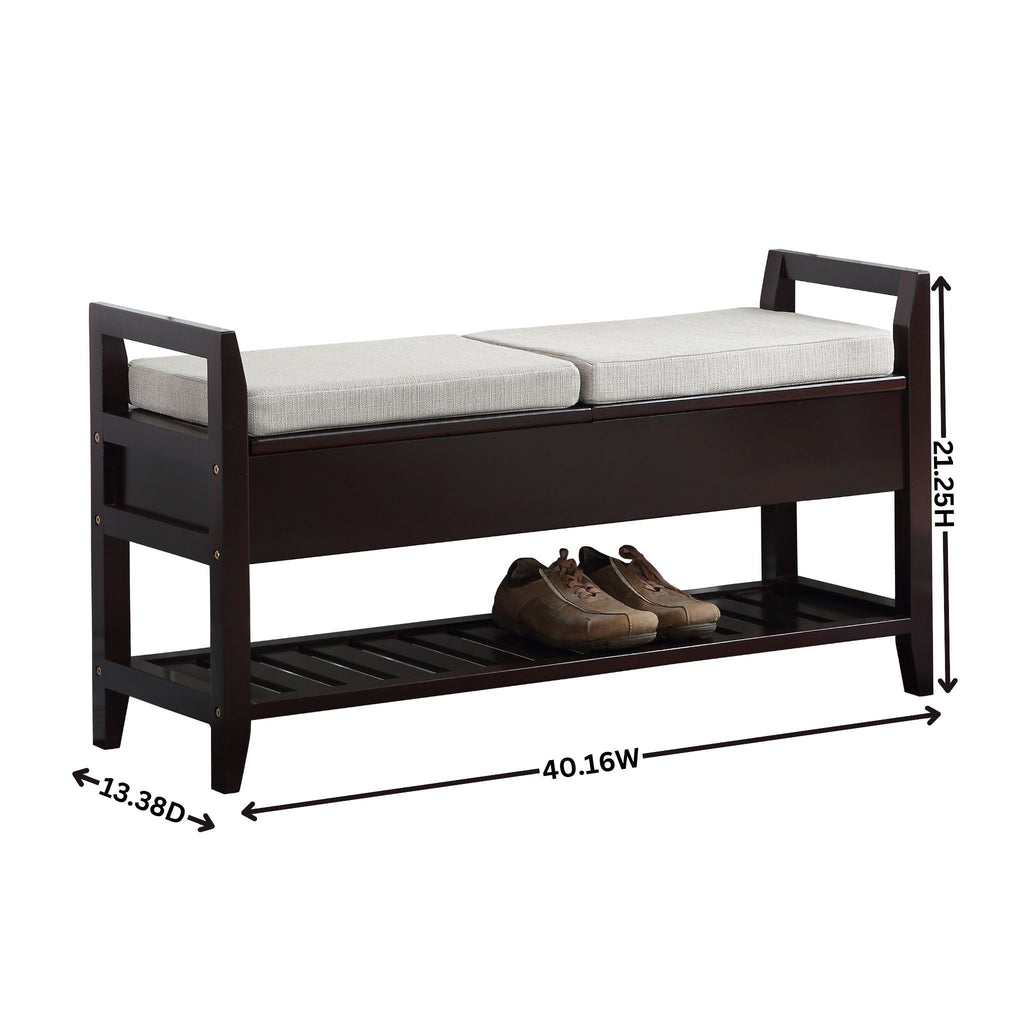 Vannes Espresso Storage Shoe Bench - Grand Goldman Shop