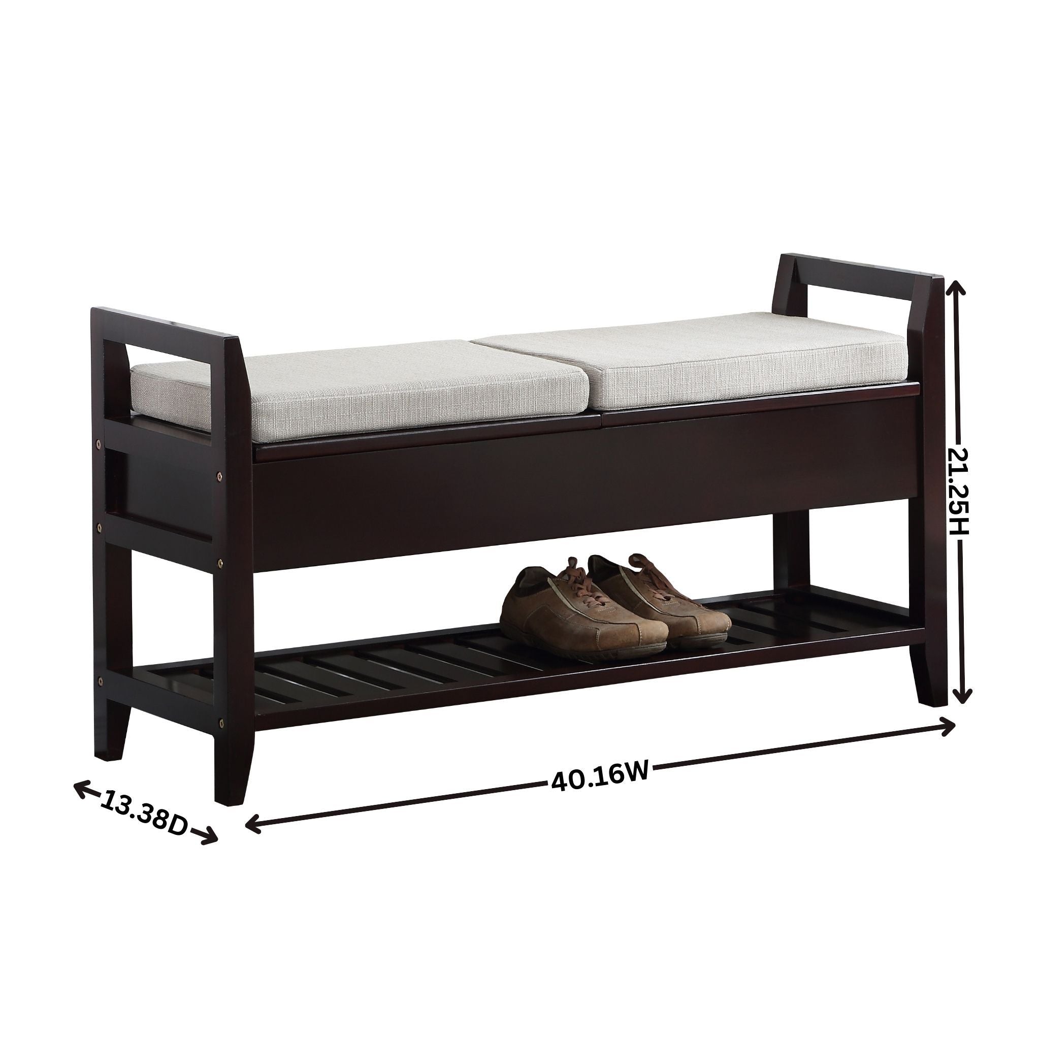 Vannes Espresso Storage Shoe Bench - Grand Goldman Shop