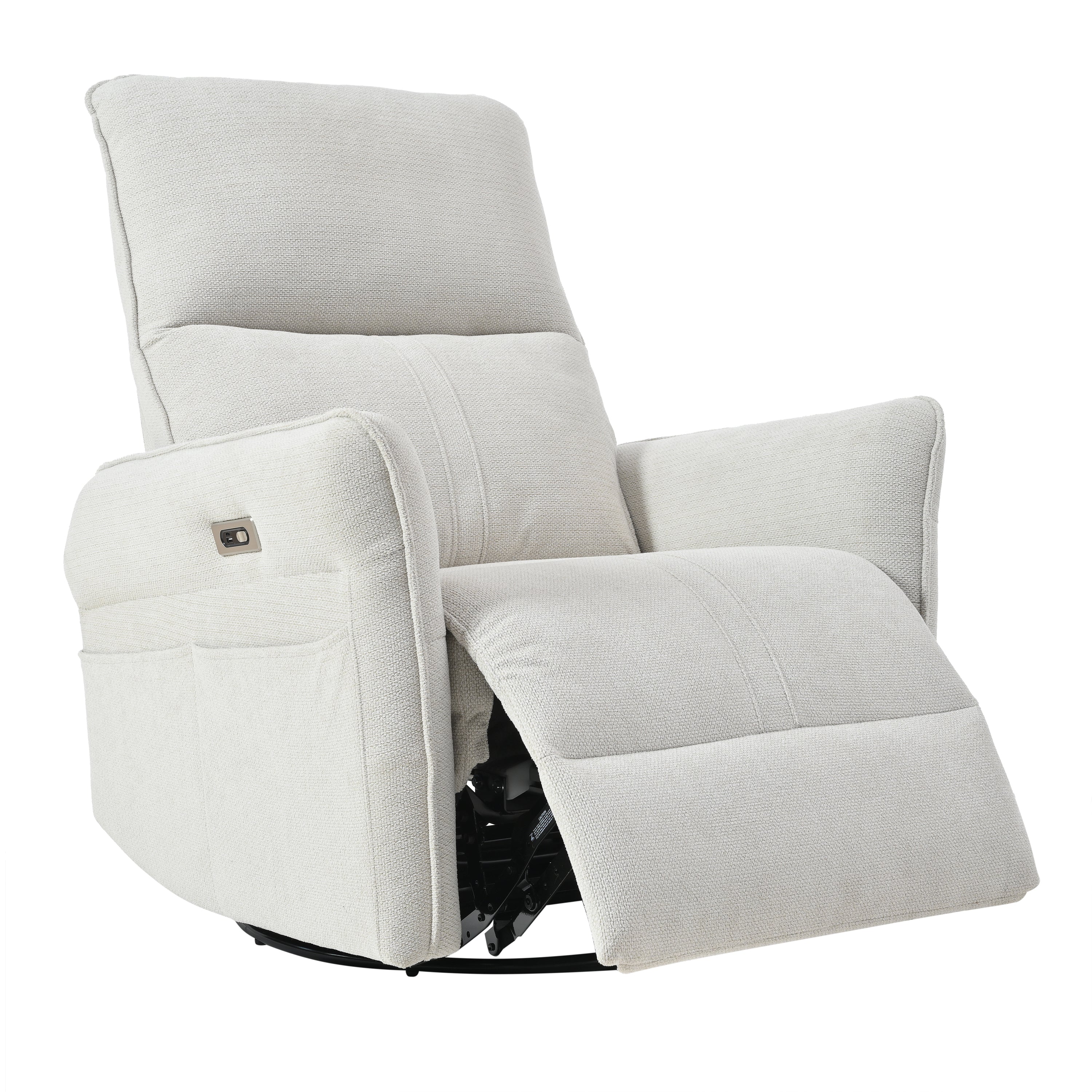 270° Power Swivel Rocker Recliner Chair for Adults, Swivel Rocking Recliner Chair,Electric Small Recliners for Small Spaces, Single Sofa Recliner for Living Room, Bedroom,RV (Fabric Gray+270°Swivel) - Grand Goldman Shop