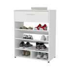 FM FURNITURE Onawa Modern Shoe Rack with Drawer, White - Grand Goldman Shop