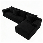 104.3*68.9'Modular sectional sofa seat,Upholstered compressed couch for living room,Bedroom,Apartment,No assembly required,2PC free combination,Plush corduroy fabric,BLACK - Grand Goldman Shop