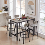 Bar Table Set with 4 Bar stools PU Soft seat with backrest, Grey, 47.24'' L x 23.62'' W x 35.43'' H - Grand Goldman Shop