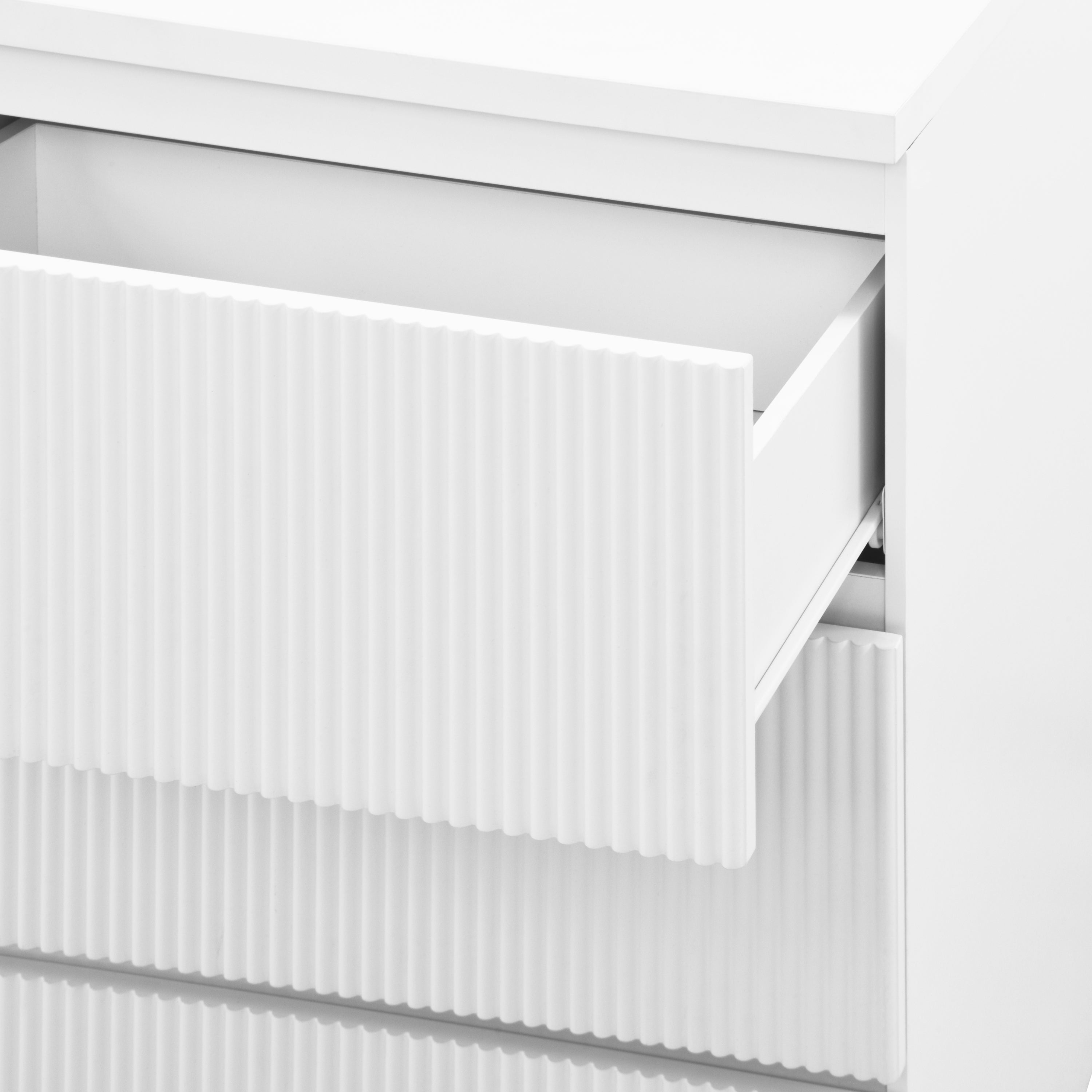 Modern White 6 Drawer Dresser, Wave Panel Drawer Fronts, Storage Cabinet, Versatile Chest of Drawers for Bedroom, Living Room - Sleek & Spacious Home Storage Solution - Grand Goldman Shop