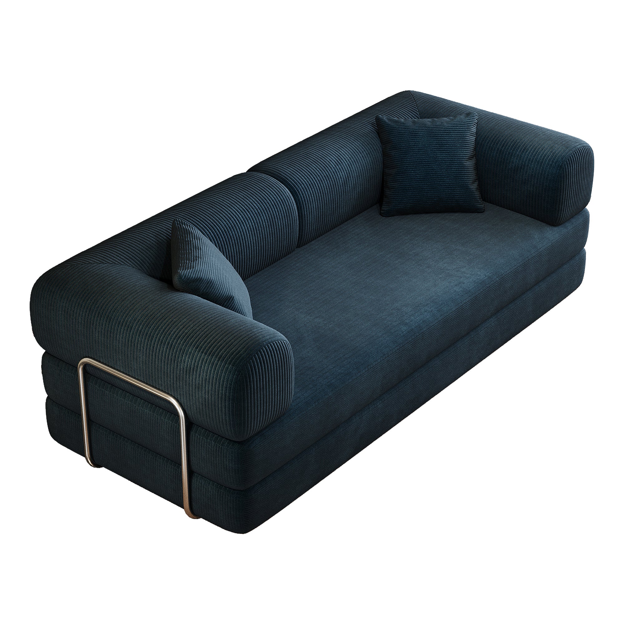 78.8' Compression Sofa,Convertible Floor Sofa Bed-with Pillow Back Support Armrest,Comfy Futon Couch Sleeper Bed,Loveseats Boneless Modular Sectional Sofa,Corduroy fabric,for Living Room,Bedroom,Blue - Grand Goldman Shop