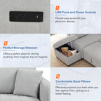 Modern L-shaped Sectional Pull Out Sofa Bed with USB Ports & Storage Ottoman, Gray Jacquard Fabric, 82.6' - Grand Goldman Shop