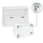White Book Organizer with Large Drawers and Open Shelves, MDF Toy Storage Cabinet with Removable Wheels and Rounded Edges - G