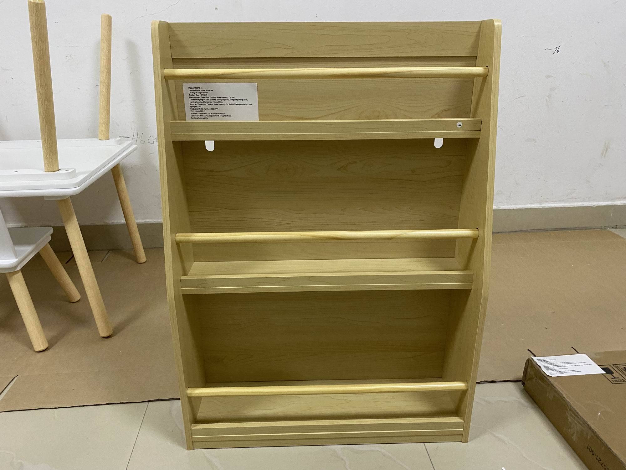 3 Tier Kids Book Shelf, Natural Finish MDF & Pine Wood Storage Rack for Playrooms, Bedrooms, and Classrooms | Premium Home De