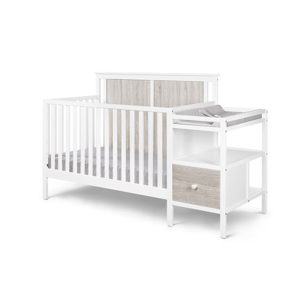 Connelly 4-in-1 Crib and Changer Combo White/Rockport Gray | Premium Home Decor - Grand Goldman