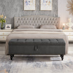 59' Bed Bench with Storage Grey Fabric - Grand Goldman Shop
