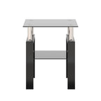 Modern Tempered Glass Tea Table Coffee Table End Table, Black, Square, 1-Piece for Living Room - Grand Goldman Shop