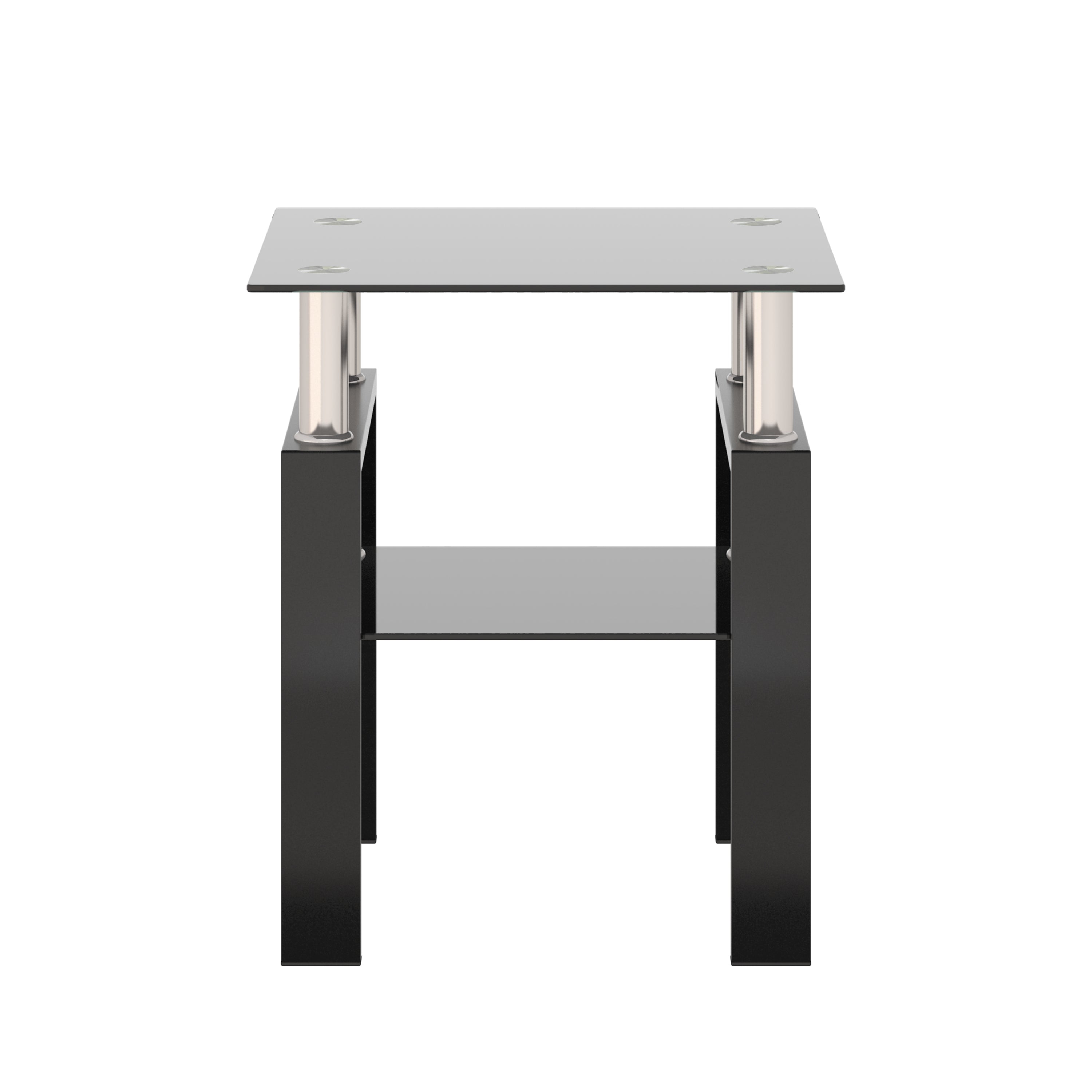 Modern Tempered Glass Tea Table Coffee Table End Table, Black, Square, 1-Piece for Living Room - Grand Goldman Shop