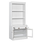 83.4'Tall Bookshelf Suite with LED Lighting, Modern Bookcases with Glass Doors and Drawers,2-Piece Set Storage Bookcase Suite