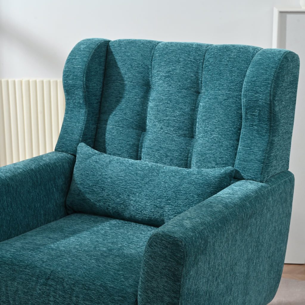 Modern Accent Chair Upholstered Foam Filled Living Room Chairs Comfy Reading Chair Mid Century Modern Chair with Chenille Fabric Lounge Arm Chairs Armchair for Living Room Bedroom (Teal) - Grand Goldman Shop