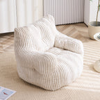 010-Soft Fluffy Corduroy Fabric Bean Bag Chair Filled With Memory Sponge,Beige - Grand Goldman Shop