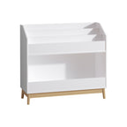 White Wooden Kids Bookcase Organizer with Storage, 3-Tier Toddler Book Display Shelf for Bedroom or Playroom - Grand Goldman