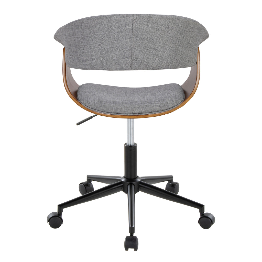 Mid-Century Modern Office Chair in Black Metal, Walnut Wood and Light Grey Fabric | Premium Home Decor - Grand Goldman