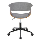 Mid-Century Modern Office Chair in Black Metal, Walnut Wood and Light Grey Fabric | Premium Home Decor - Grand Goldman