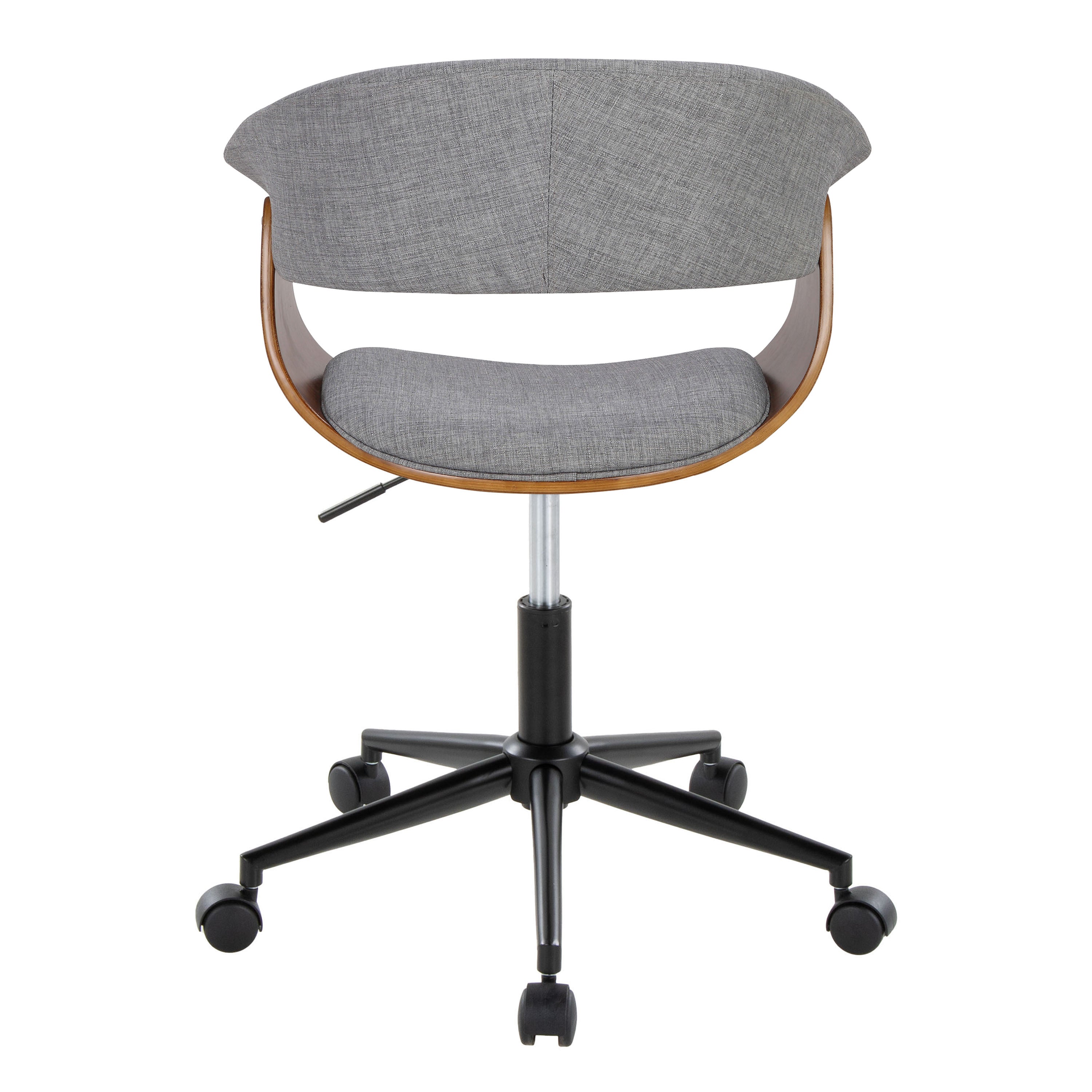 Mid-Century Modern Office Chair in Black Metal, Walnut Wood and Light Grey Fabric | Premium Home Decor - Grand Goldman
