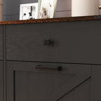 Farmhouse Black Double Tilt Out Trash Cabinet with Hideaway Drawer and Barn Door Style, Engineered Wood, 39.3''×13''×34.45'' - Grand Goldman Shop