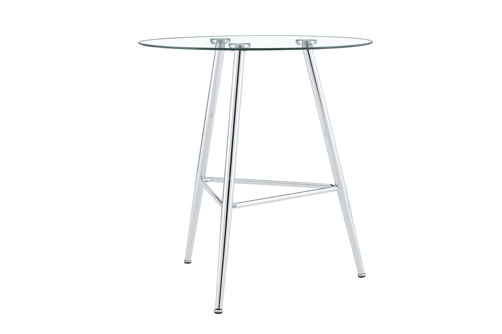 36 Inch Height Bar Table, 34 Inch Round Tempered Glass Top Pub Table with Chrome-Plated Silver Metal Legs, Modern Bistro Table for Kitchen Island/Bar/Cafe - Grand Goldman Shop