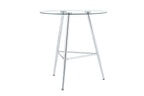 36 Inch Height Bar Table, 34 Inch Round Tempered Glass Top Pub Table with Chrome-Plated Silver Metal Legs, Modern Bistro Table for Kitchen Island/Bar/Cafe - Grand Goldman Shop