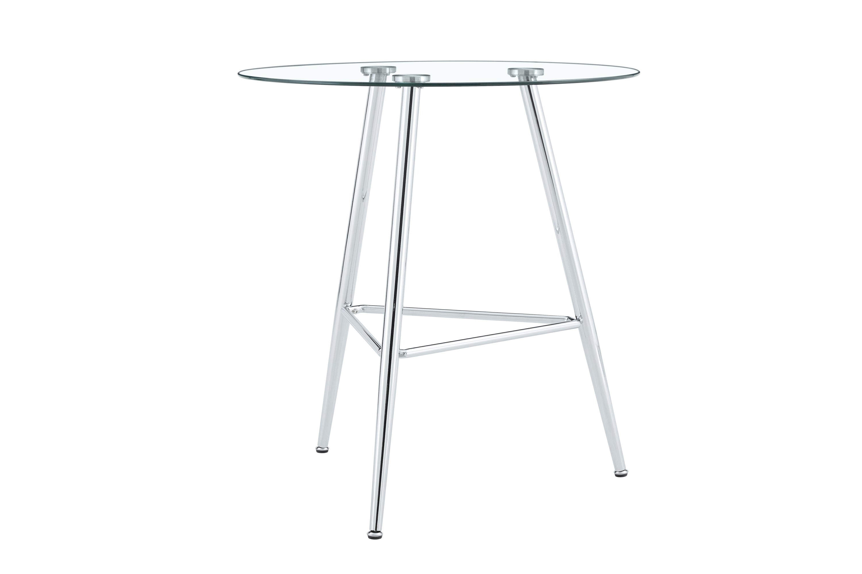 36 Inch Height Bar Table, 34 Inch Round Tempered Glass Top Pub Table with Chrome-Plated Silver Metal Legs, Modern Bistro Table for Kitchen Island/Bar/Cafe - Grand Goldman Shop