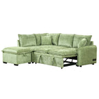 Convertible Sofa Bed Sectional Sofa Sleeper with Storage Ottoman, Green Chenille, 82.67 inches - Grand Goldman Shop