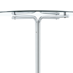 Round glass bar high table, 36 inch round bar table, tempered glass tabletop, sturdy silver chrome plated four column support, suitable for transparent round bar tables in small spaces, kitchens - Grand Goldman Shop