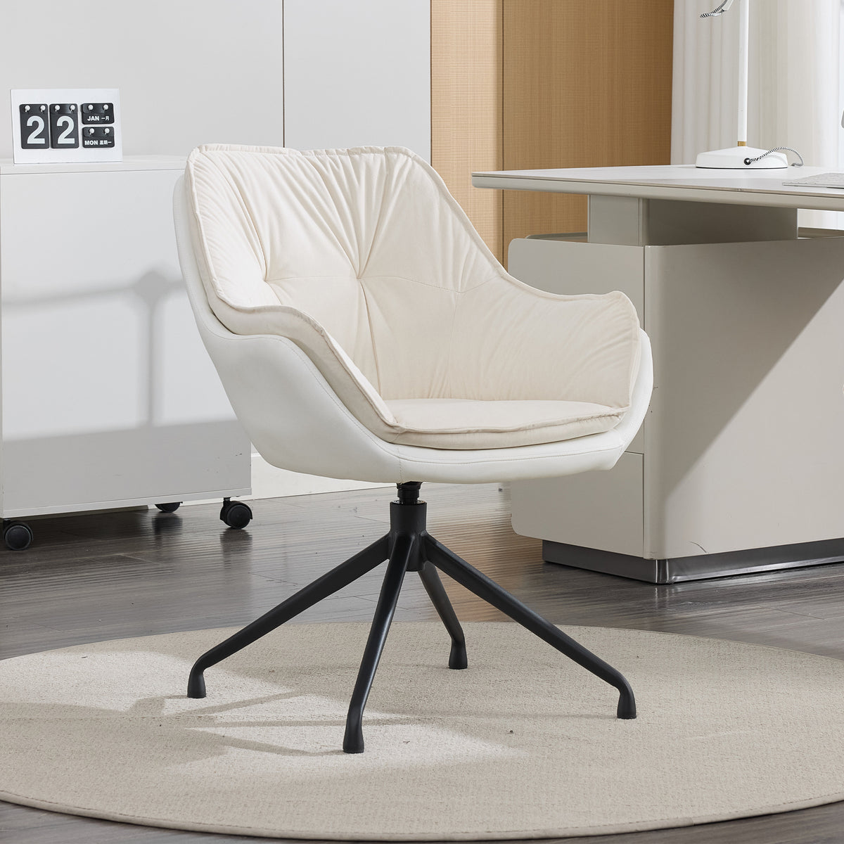 Modern Faux Leather Office Chair, Ergonomic Executive Desk Chair with High Back and Adjustable Features - Grand Goldman