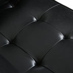 Sophisticated Faux Leather Club Chair with Birch Wood Legs in Black, 44.75 x 33.25 x 33.50 inches - Grand Goldman Shop