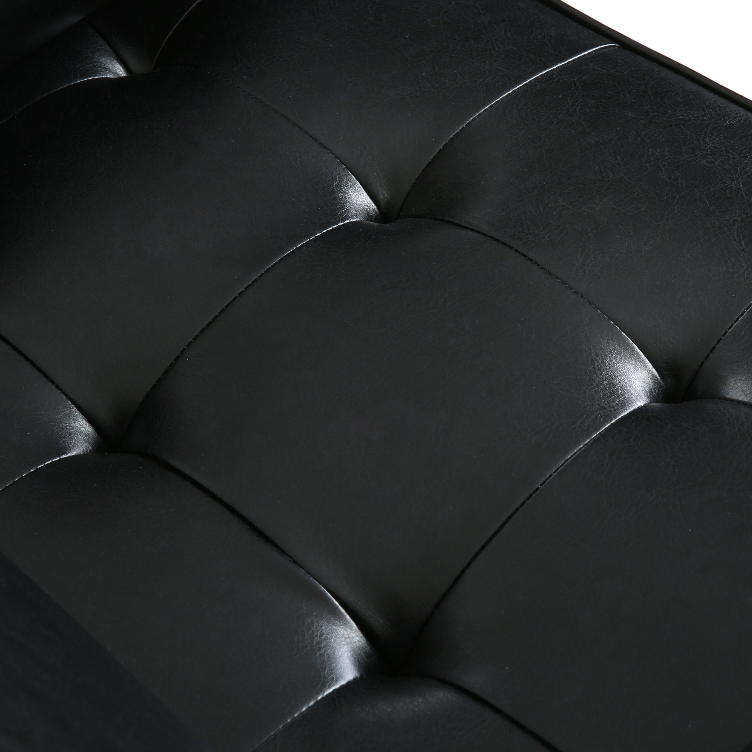 Sophisticated Faux Leather Club Chair with Birch Wood Legs in Black, 44.75 x 33.25 x 33.50 inches - Grand Goldman Shop