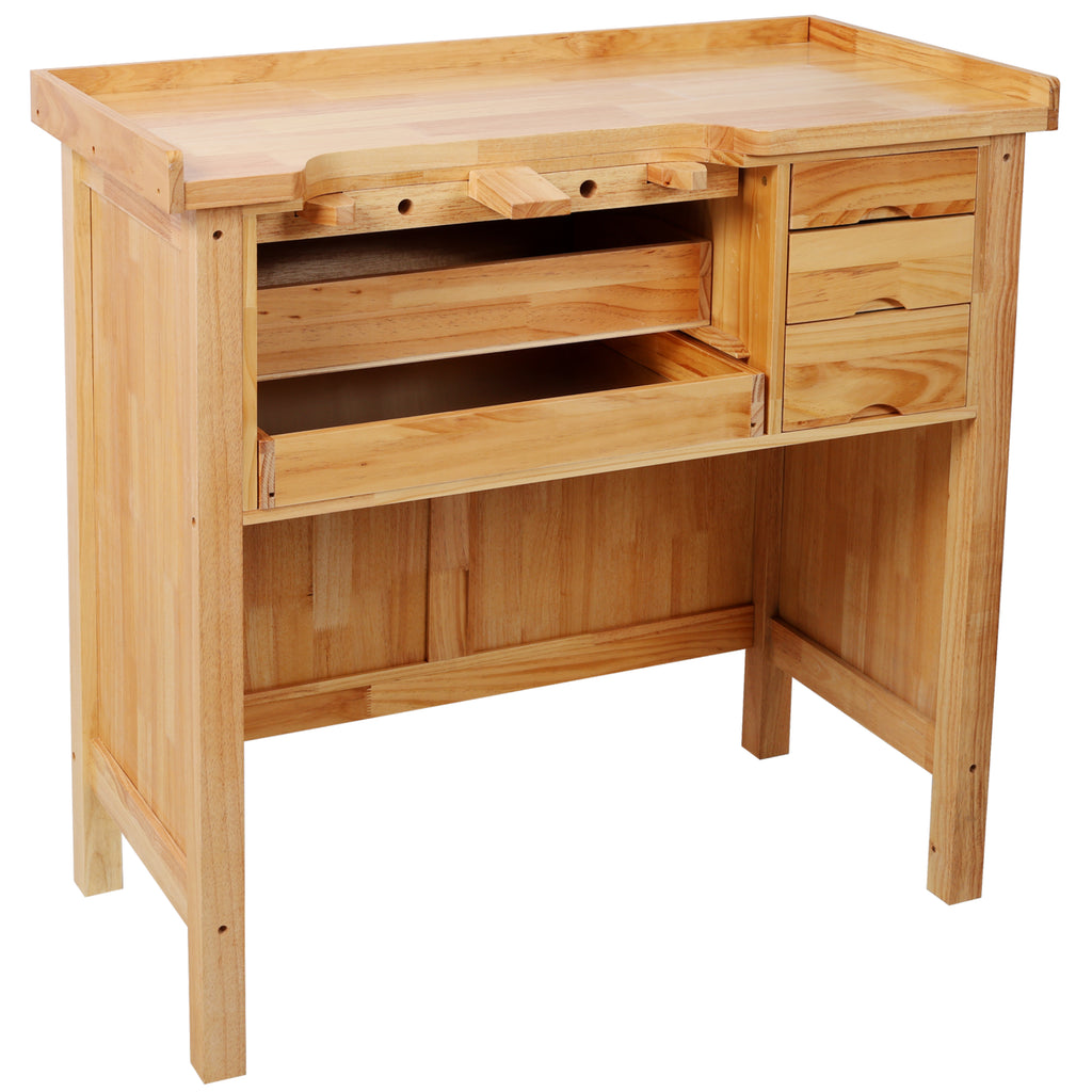 Solid Wood Jewelry Workbench - Wooden Craft Station with Practical Storage Drawers for Jewelry Making | Premium Home Decor - 