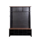 Farmhouse 4-in-1 Hall Tree with 6 Hooks, Practical Walnut Entryway Bench with Adjustable Shelves,  Wooden Shoe Organizer with 16 Compartments for Mudroom, Living Room, Black (OLD SKU: N721S000064B-1) - Grand Goldman Shop