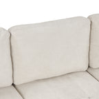 Convertible L-shaped Beige Sofa Couch with Storage, Cup Holders, USB Ports, Chenille Fabric - Grand Goldman Shop