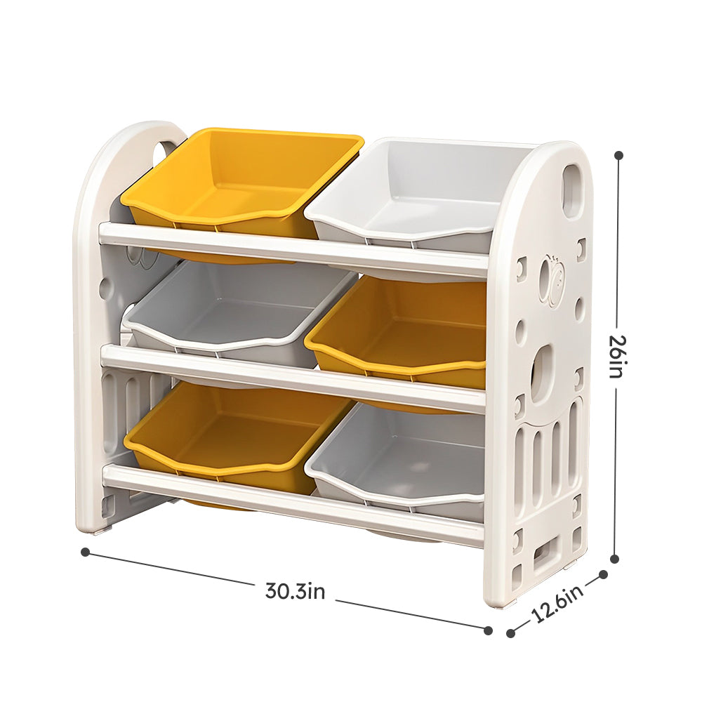 Kids Toy Storage Organizer with 6 Bins, Multi-functional Nursery Organizer Kids Furniture Set Toy Storage Cabinet Unit with H