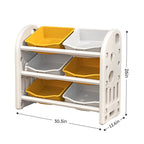 Kids Toy Storage Organizer with 6 Bins, Multi-functional Nursery Organizer Kids Furniture Set Toy Storage Cabinet Unit with H