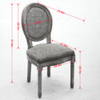 A&A Furniture,French Style Solid Wood Frame Antique Painting Linen Fabric Rattan Back Dining Chair,Set of 2,Olive-Green - Grand Goldman Shop