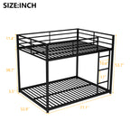 Full Over Full Metal Bunk Bed with Ladder, Black Steel Frame, 77.1''L x 55.9''W x 53.7''H - Grand Goldman Shop