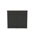 Farmhouse Black Double Tilt Out Trash Cabinet with Hideaway Drawer and Barn Door Style, Engineered Wood, 39.3''×13''×34.45'' - Grand Goldman Shop