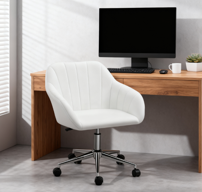 Faux Leather Office Chair, Adjustable Swivel Design for Home Office, Sleek Modern Look & Comfy Seating - Grand Goldman