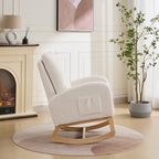 27.2'W Rocking Chair for Nursery, Sherpa Glider Chair with High Back and Side Pocket, Rocking Accent Armchair with Rubber Wood Legs for Living Room/Bedroom.Ivory - Grand Goldman Shop