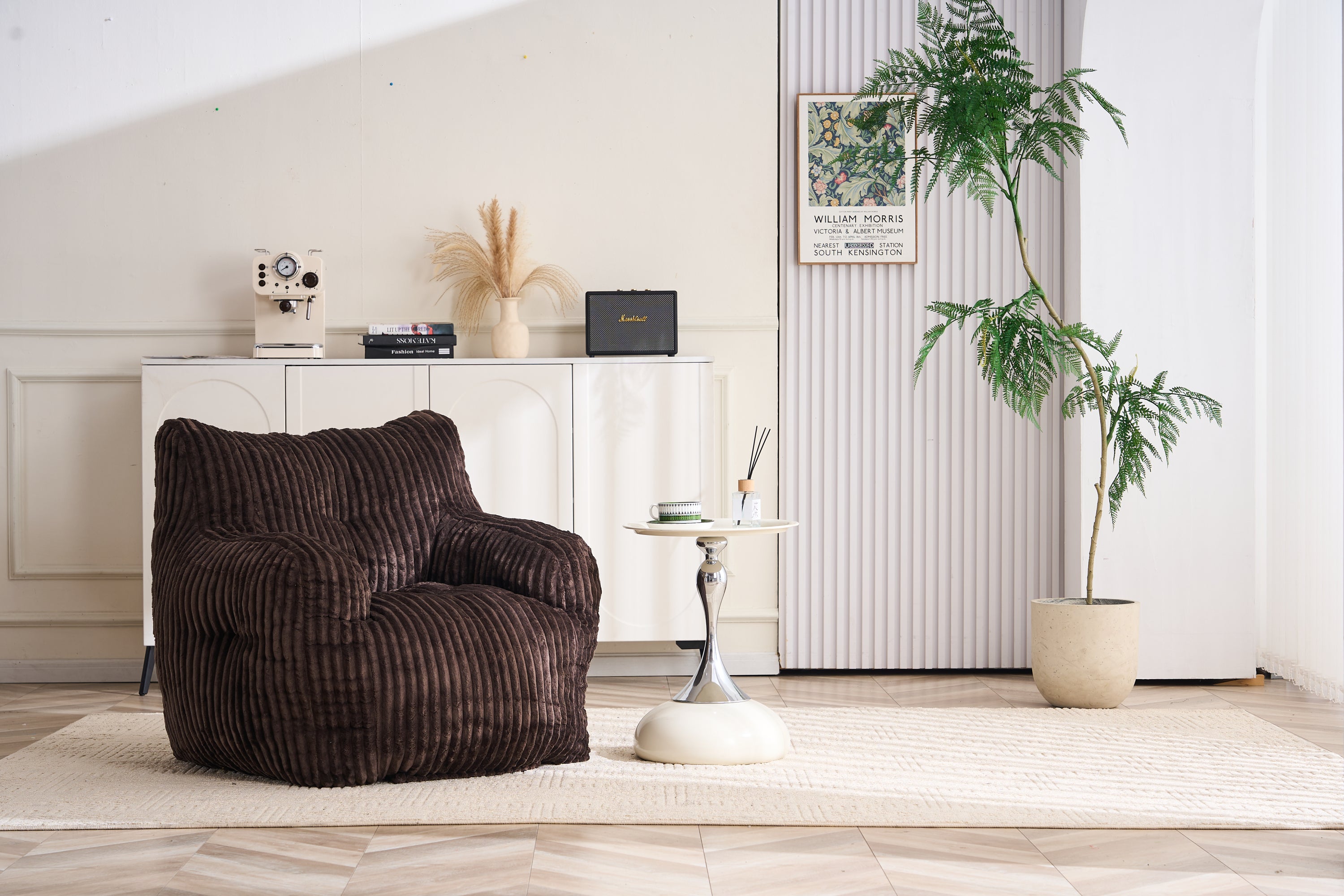010-Soft Fluffy Corduroy Fabric Bean Bag Chair Filled With Memory Sponge,Brown - Grand Goldman Shop