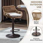 COOLMORE Modern Swivel Bar Stools Set of 2 with Adjustable Counter Height and Footrest in Beige Linen - Grand Goldman Shop
