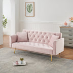 71 inch convertible love seat sofa, American retro pink velvet, suitable for small living room, bedroom, office - Grand Goldman Shop