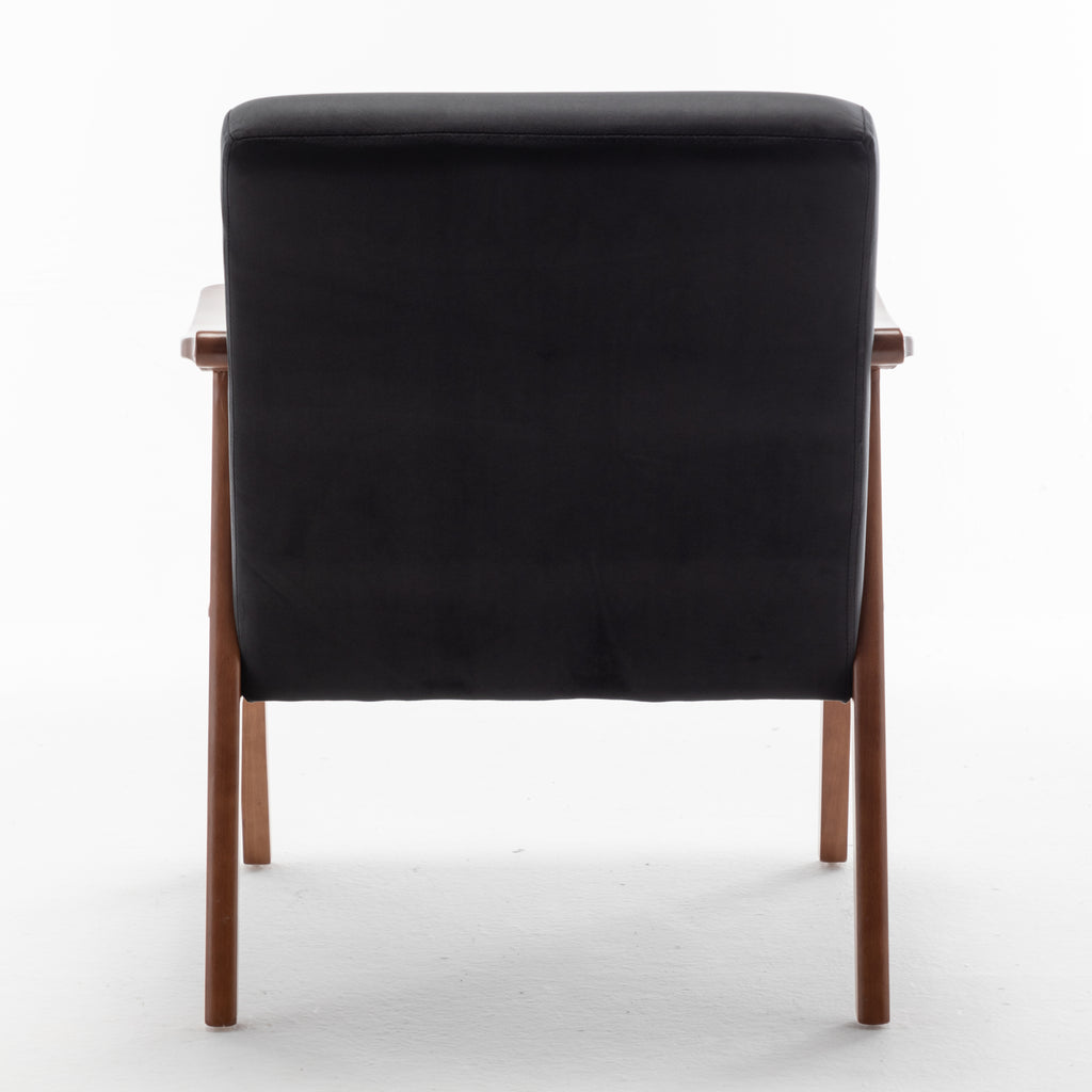 Mid-Century Modern Wingback Accent Chair with Solid Wood Frame and Extra-Thick Backrest – Lounge Chair for Living Room, Bedroom, or Reading Room - Grand Goldman Shop