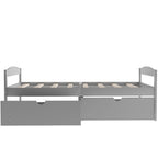 Gray Twin Size Platform Bed with Two Drawers, Pine Wood and MDF Construction - Grand Goldman Shop