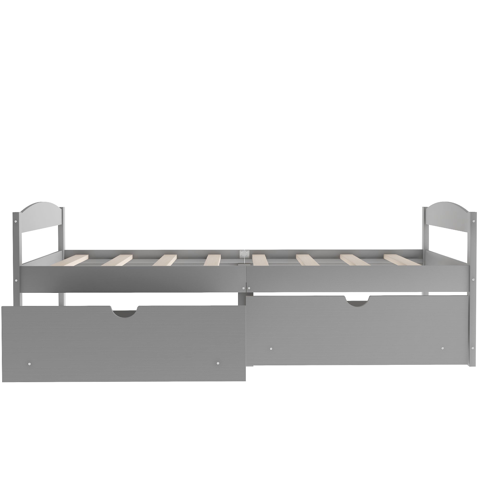 Gray Twin Size Platform Bed with Two Drawers, Pine Wood and MDF Construction - Grand Goldman Shop