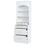 [Assembly Video Provided] TOPMAX Modern 83.7inch High Kitchen Pantry, Freestanding Tall Kitchen Hutch with Faux Marble Top,Cupboard Cabinet with 5 Storage Drawers and Adjustable Shelf, Set of 2, White - Grand Goldman Shop