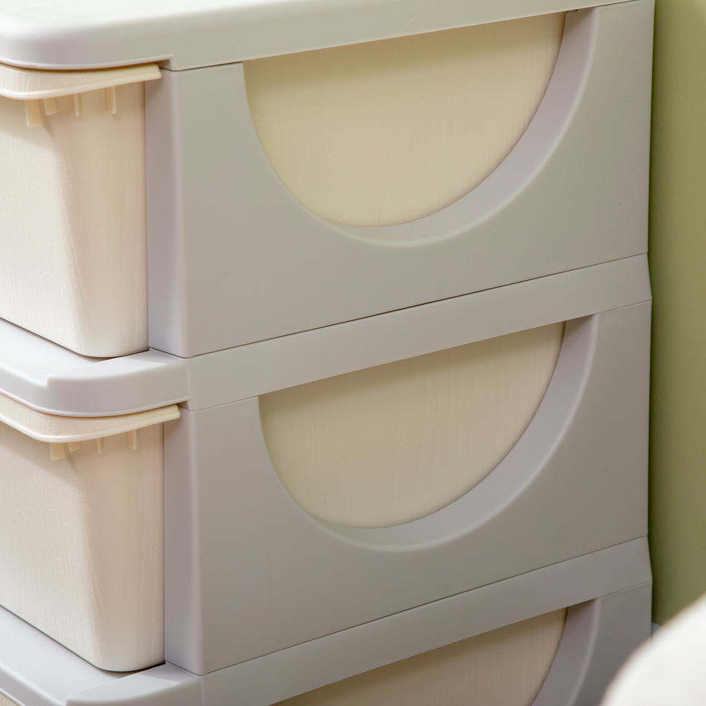 Qaba 3 Tier Kids Storage Unit, 3 Drawer Chest Toy Organizer Plastic Bins for Kids Bedroom Nursery Kindergarten Living Room fo
